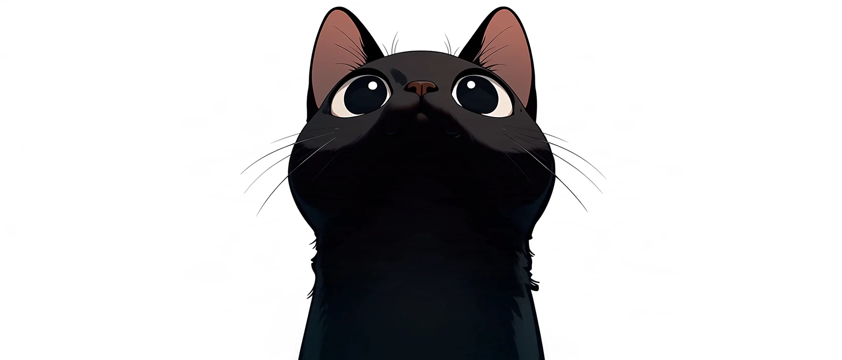見上げる黒猫のイラスト