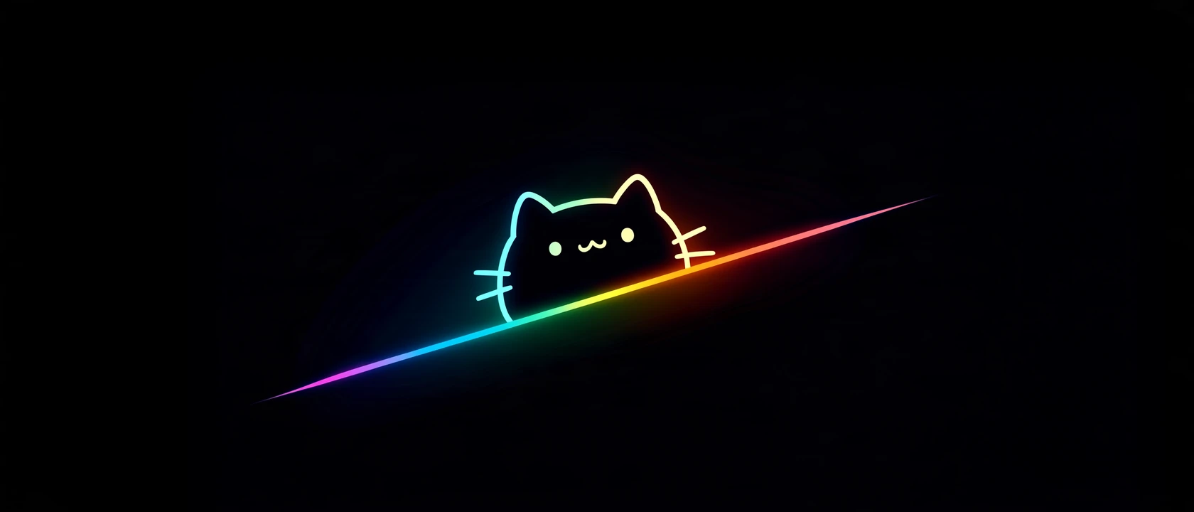 虹色のラインと黒猫 バリエーション1
